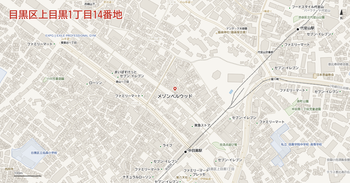 上目黒1丁目14番地周辺の地図