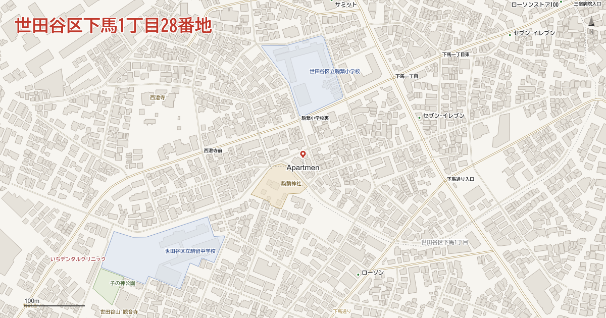 下馬1丁目28番地周辺の地図