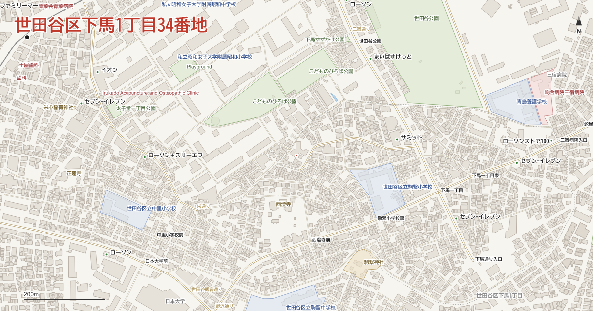 下馬1丁目34番地周辺の地図