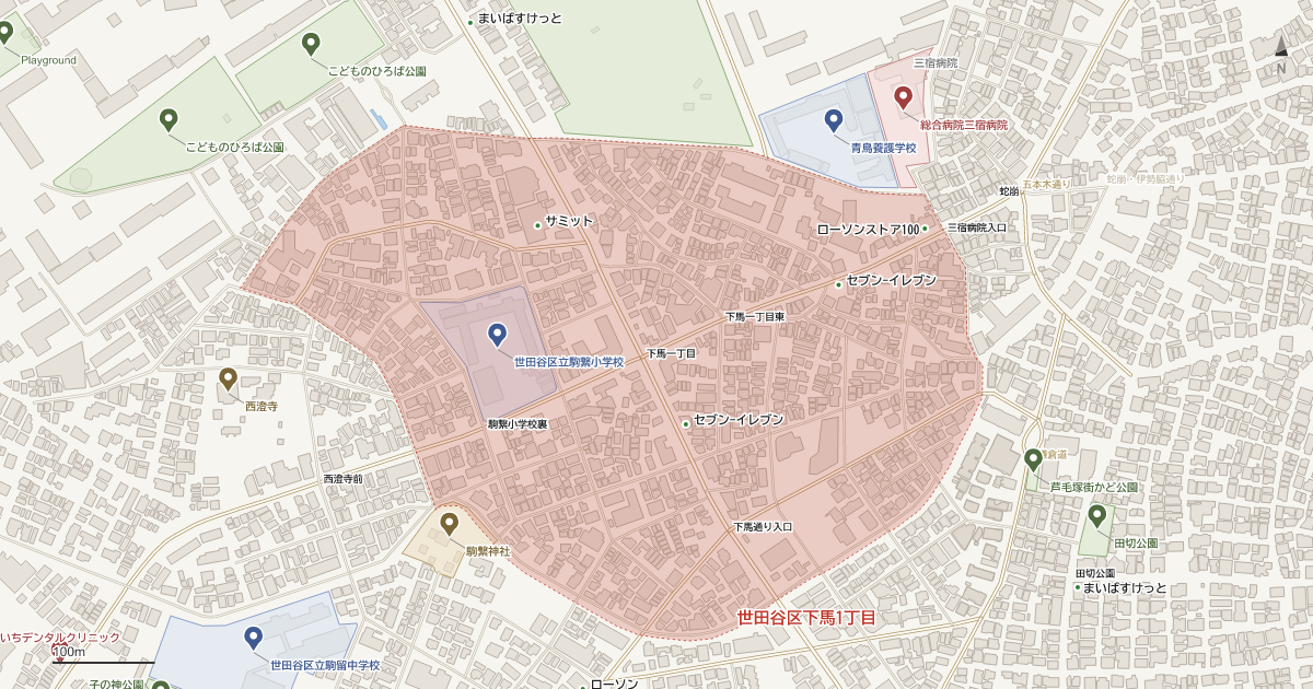 下馬1丁目の地図