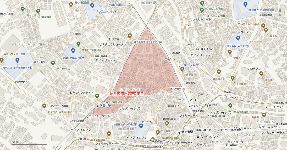 恵比寿西2丁目の地図