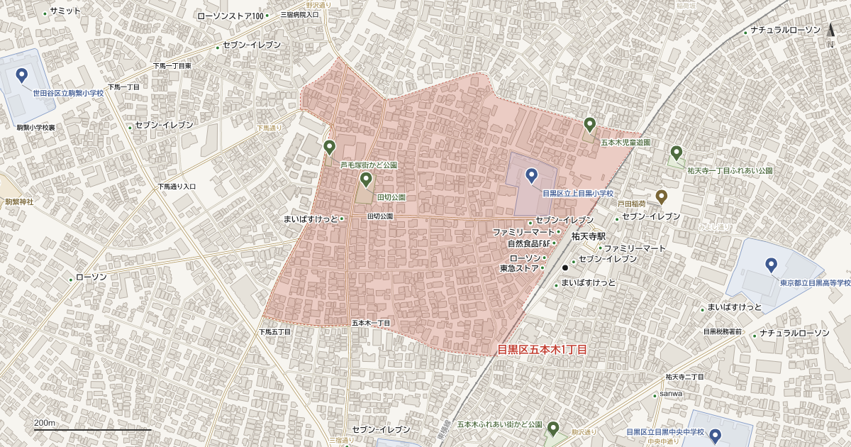 五本木1丁目の地図