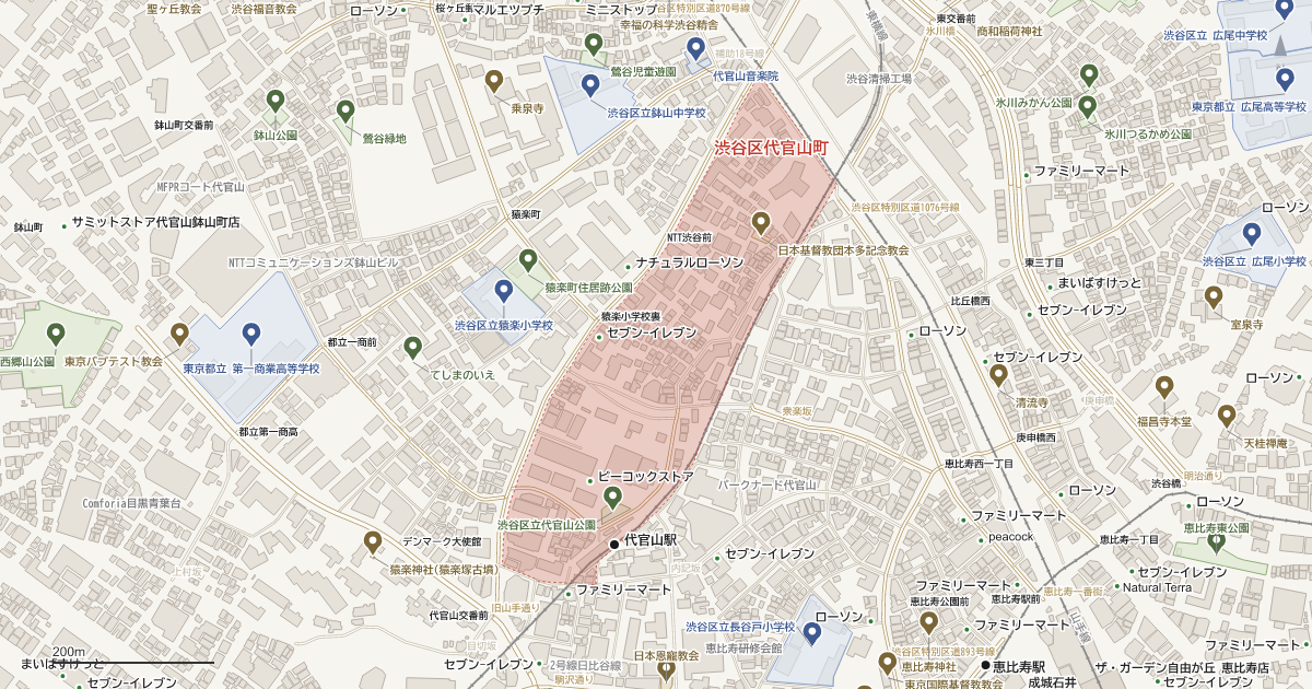 代官山町の地図