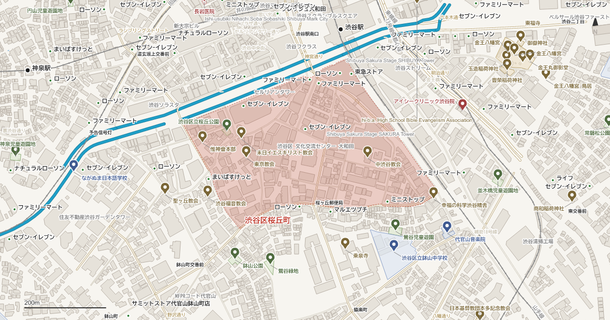 桜丘町の地図