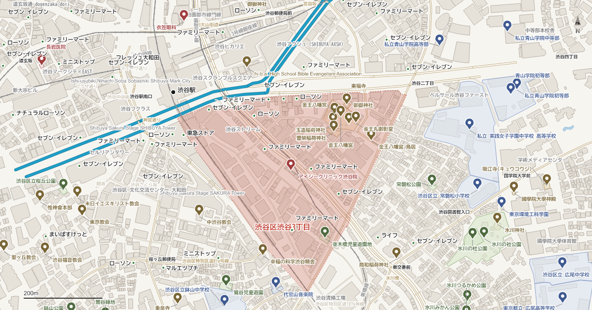 渋谷3丁目の地図