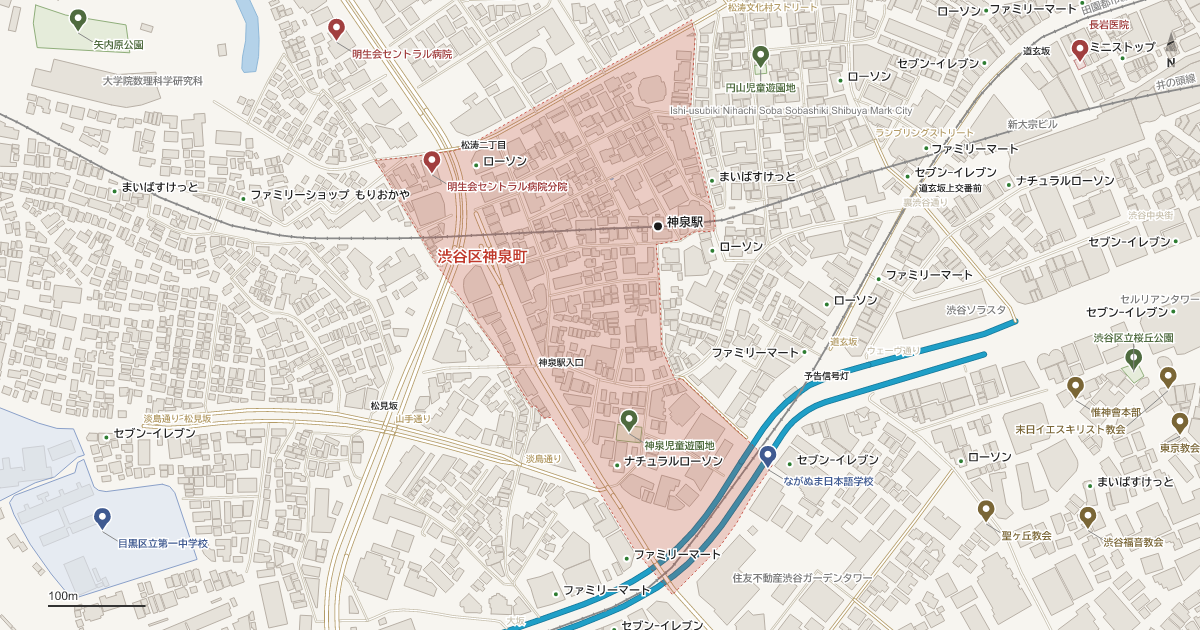 神泉町の地図