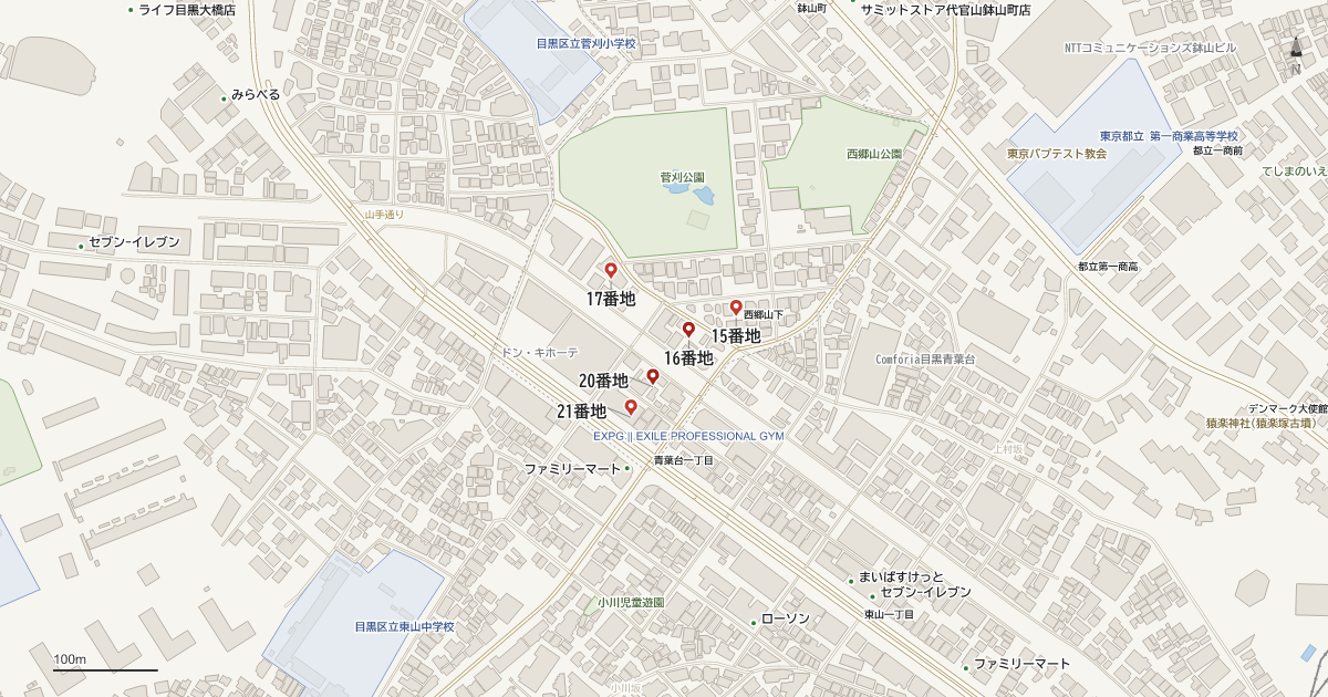 青葉台2丁目の番地分布地図