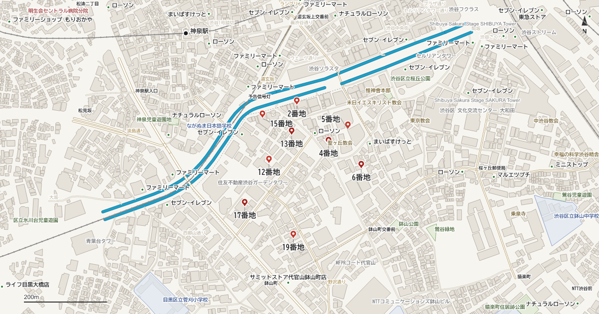 南平台町の番地分布地図